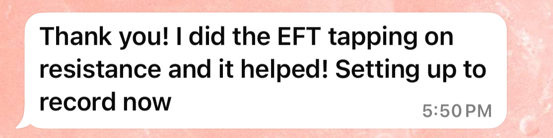 Testimonial about EFT tapping on resistance