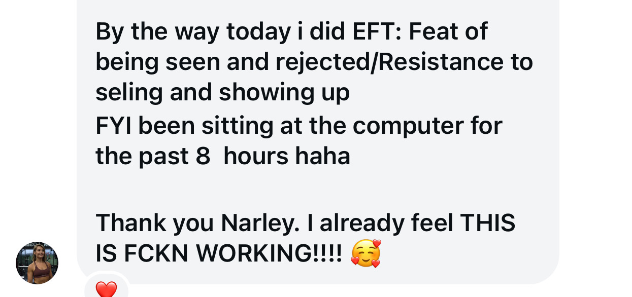 Testimonial about EFT for fear of being seen and resistance to selling